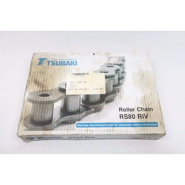 Tsubaki 10Ft 1In Single Roller Chain RS80 RIV Zoro